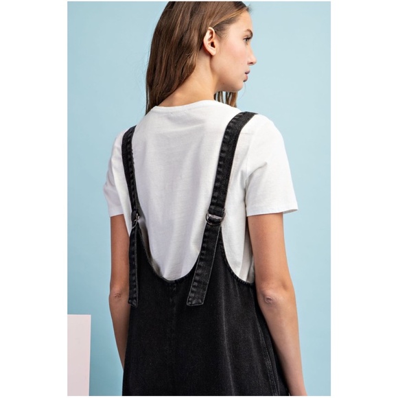 Eesome Mineral Wash Front Pockets Straight Leg Jumpsuit - Picture 3 of 4